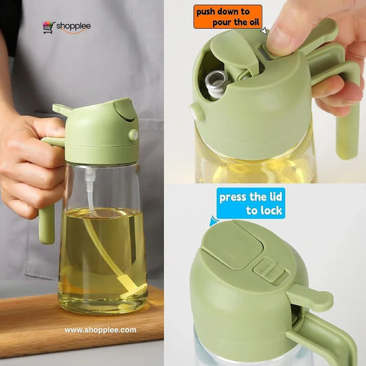 Dual function oil sprayer and pour dispenser