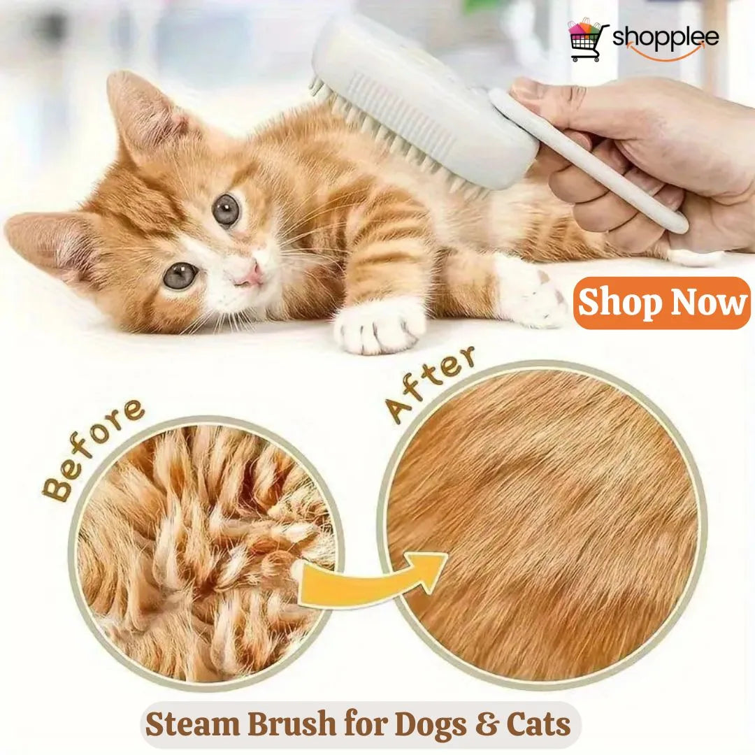 Steam Brush for Dogs & Cats, the easiest way to clean, detangle, and pamper your pet without any mess or stress
