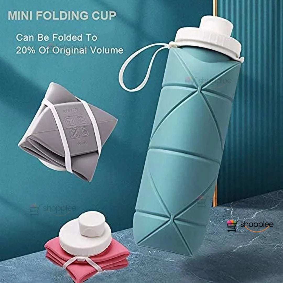 Travel friendly collapsible bottle with strap
