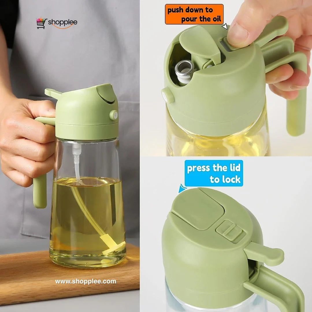 Dual function oil sprayer and pour dispenser