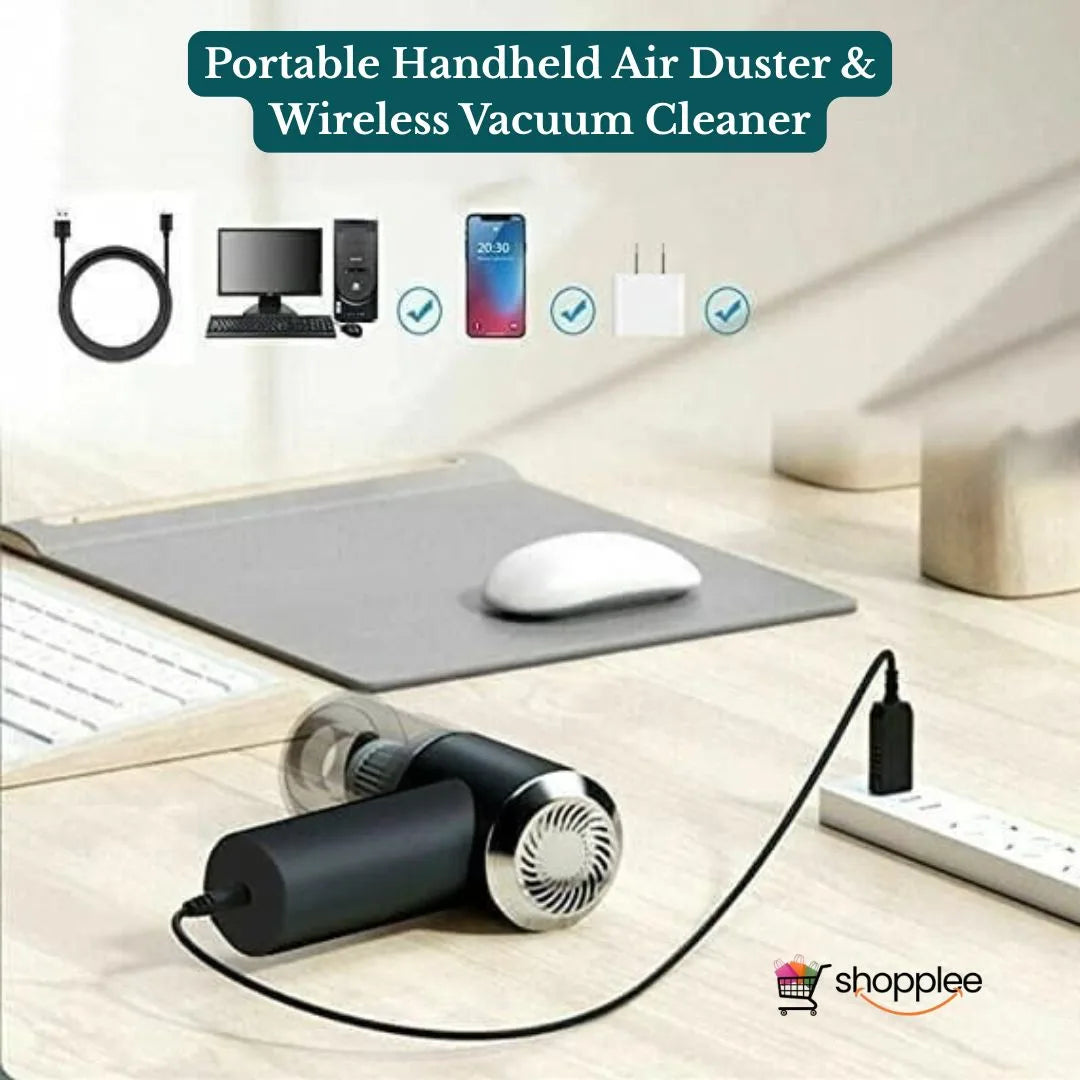 Rechargeable handheld vacuum with USB cable and nozzle attachments