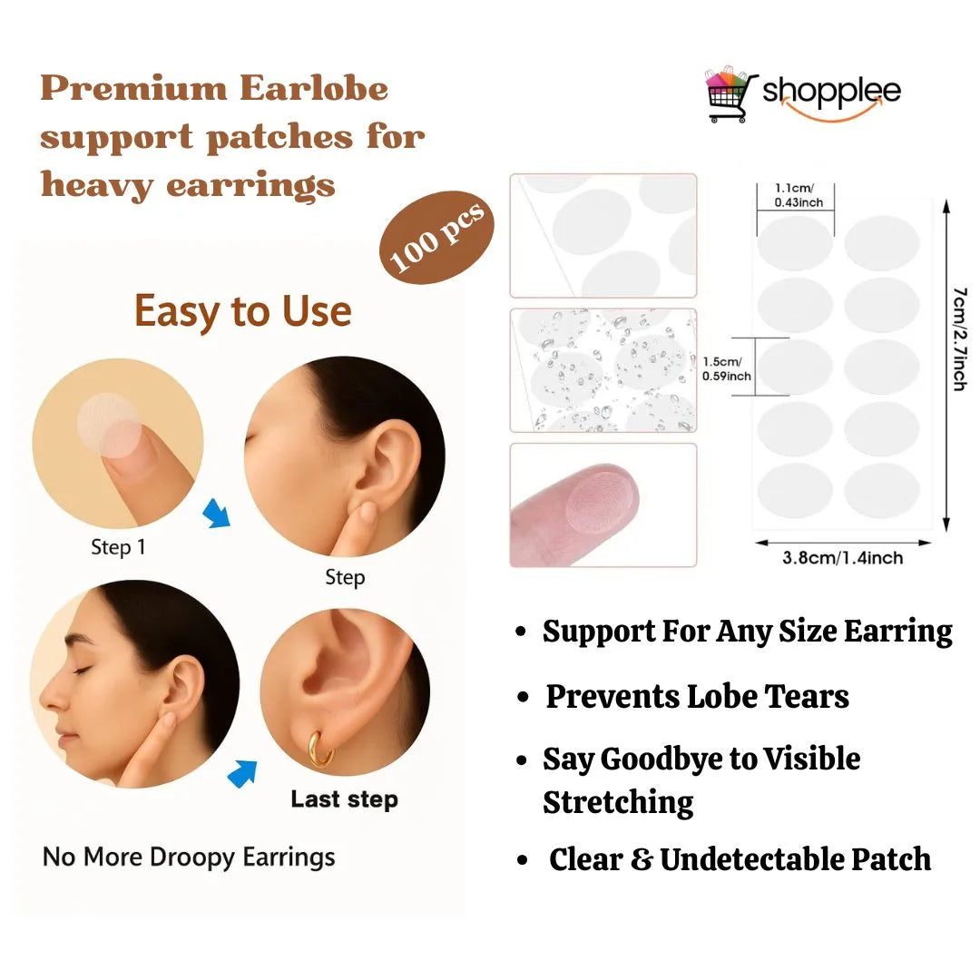 Invisible Earlobe Support for Heavy Earrings, Adhesive Stabilizers for Hidden Earlobes, No-Power Needed Protector Accessories, Comfortable & Easy to Use