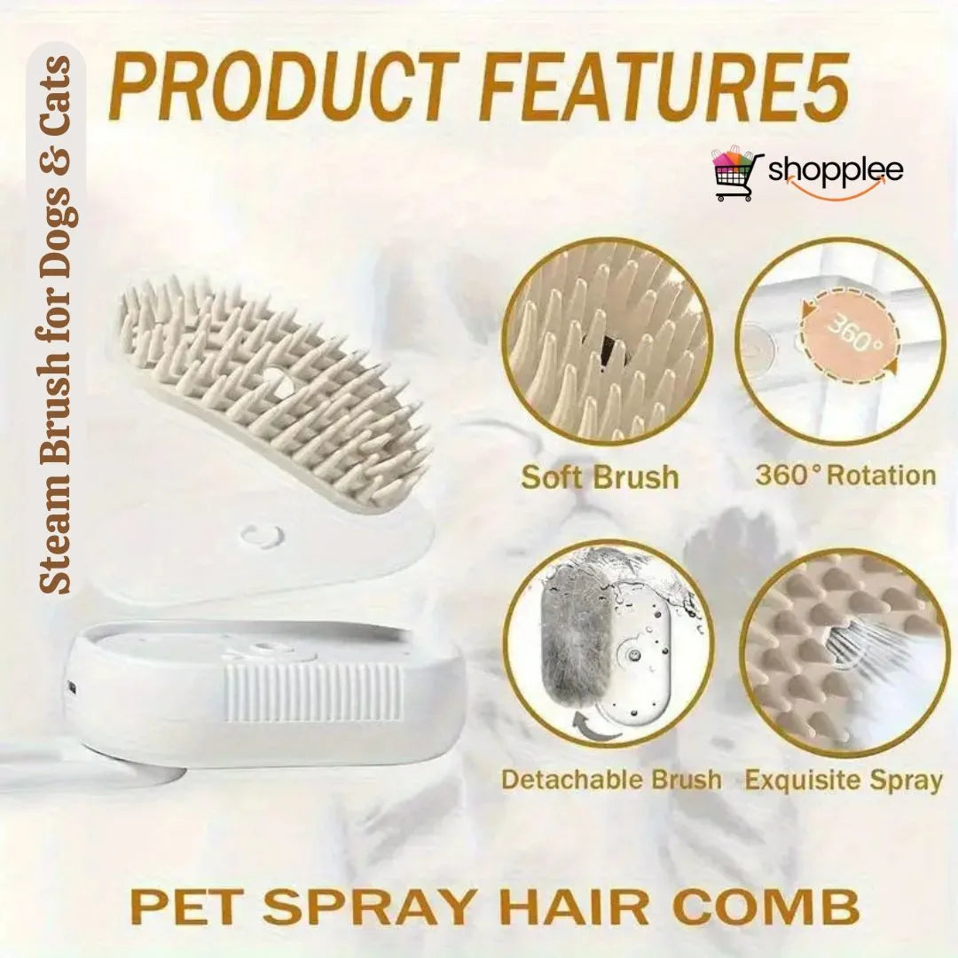 Steam Brush for Dogs & Cats – Gentle Grooming and Cleaning Tool