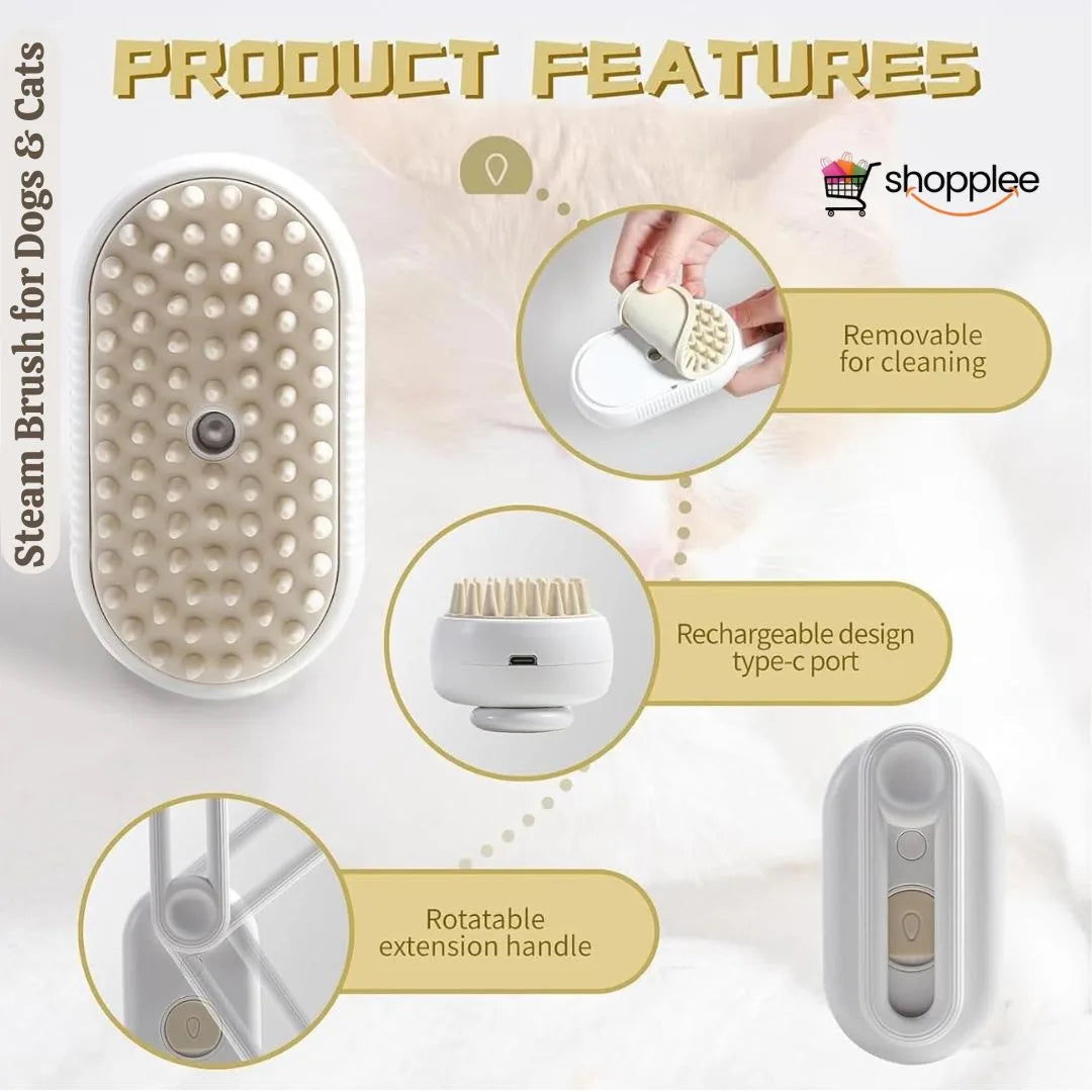 Steam Brush for Dogs & Cats – Gentle Grooming and Cleaning Tool