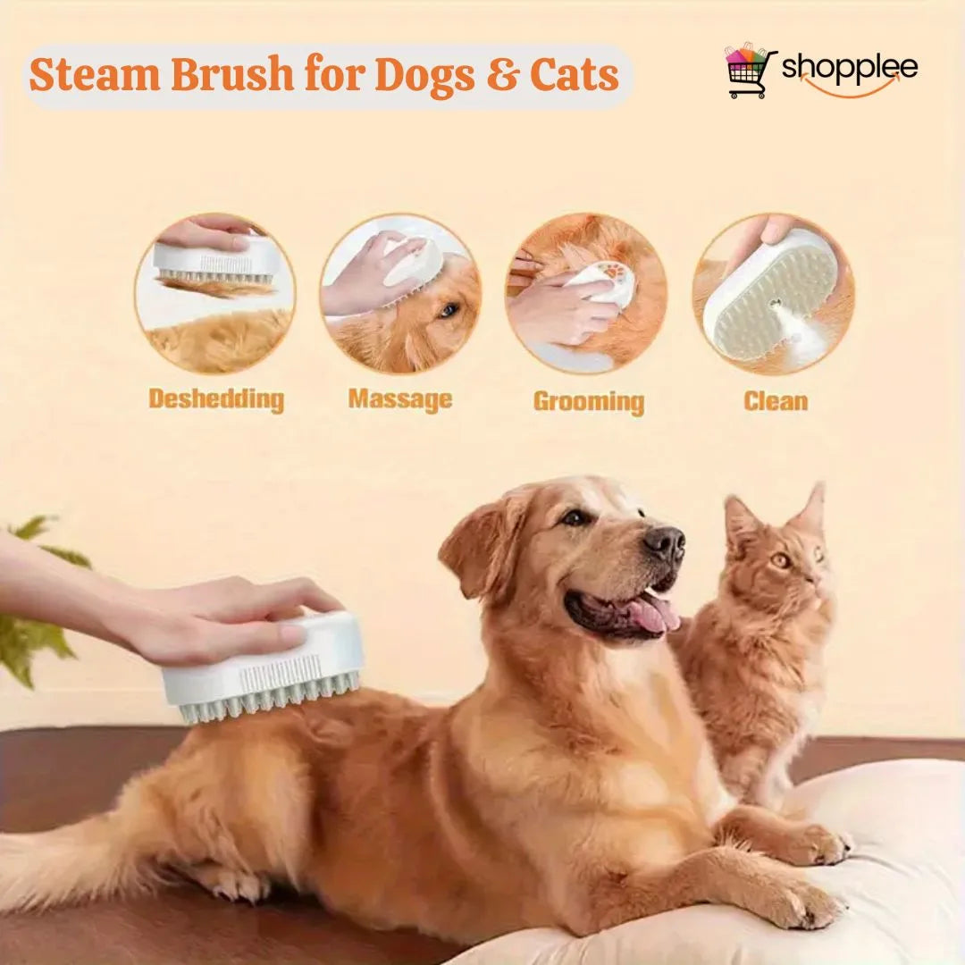 Steamy Pet Brush – Deep-Clean & Detangle Fur with Steam