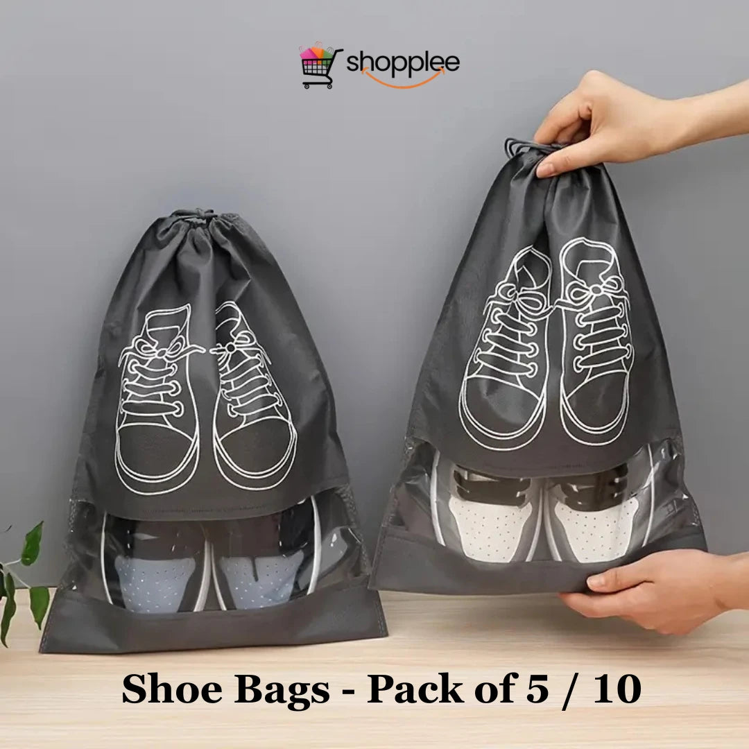 Shoe Bag – Transparent Window Portable Travel Dust-Proof Shoe Bags (Pack of 5 or 10)