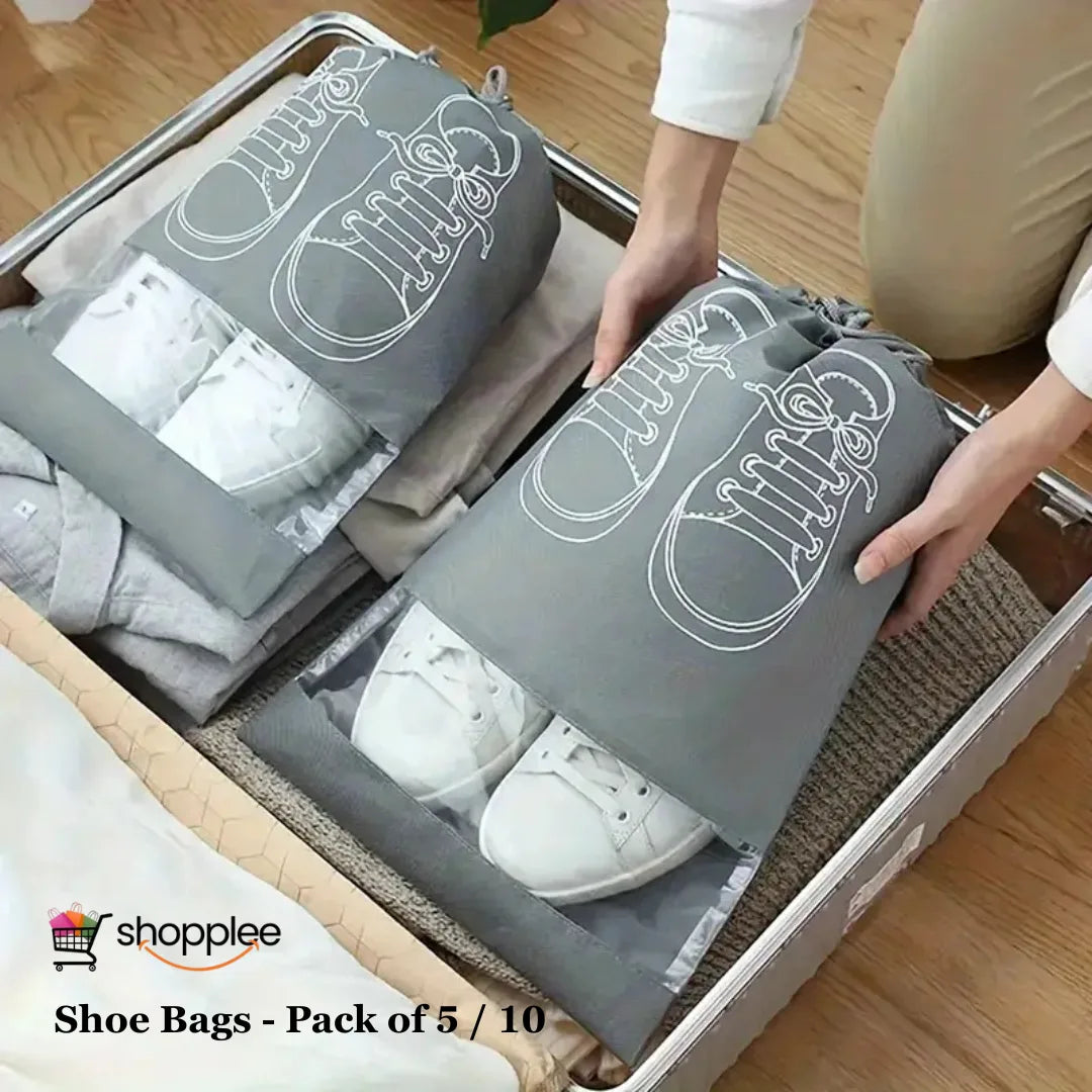 Shoe Bag – Transparent Window Portable Travel Dust-Proof Shoe Bags (Pack of 5 or 10)