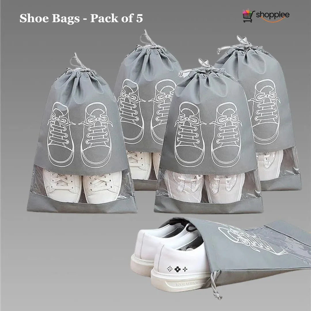Shoe Bag – Transparent Window Portable Travel Dust-Proof Shoe Bags (Pack of 5 or 10)