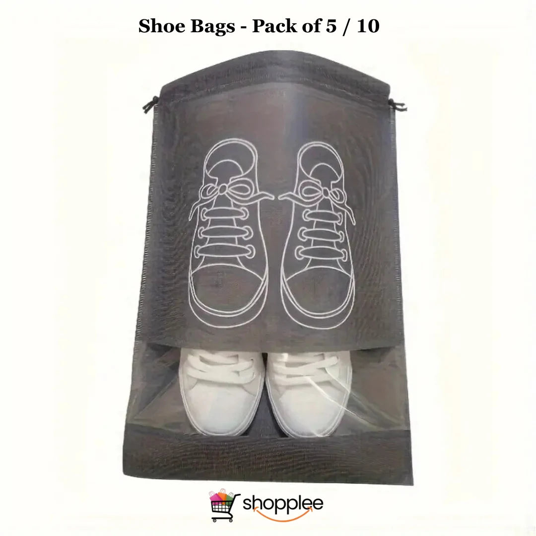Shoe Bag – Transparent Window Portable Travel Dust-Proof Shoe Bags (Pack of 5 or 10)
