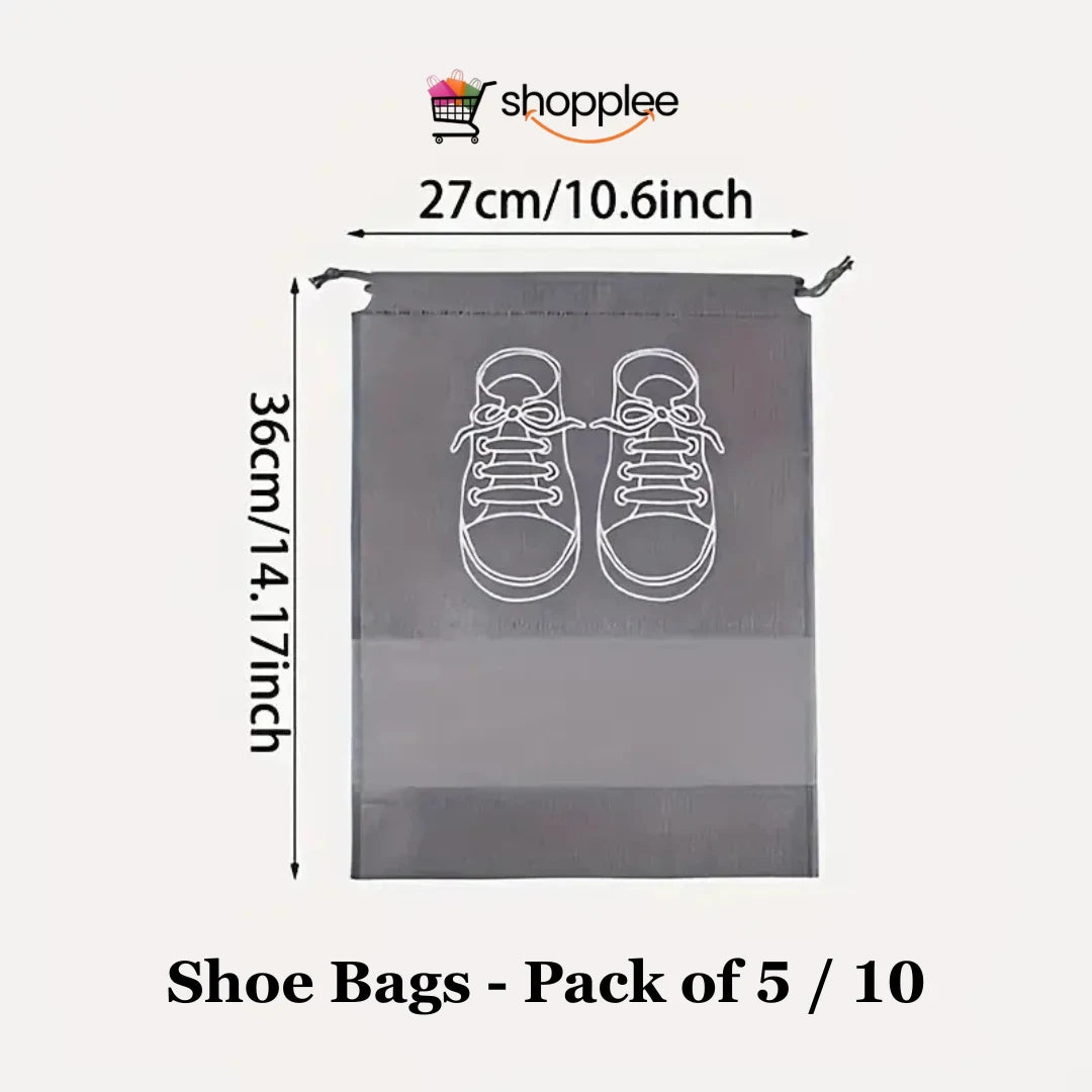 Shoe Bag – Transparent Window Portable Travel Dust-Proof Shoe Bags (Pack of 5 or 10)