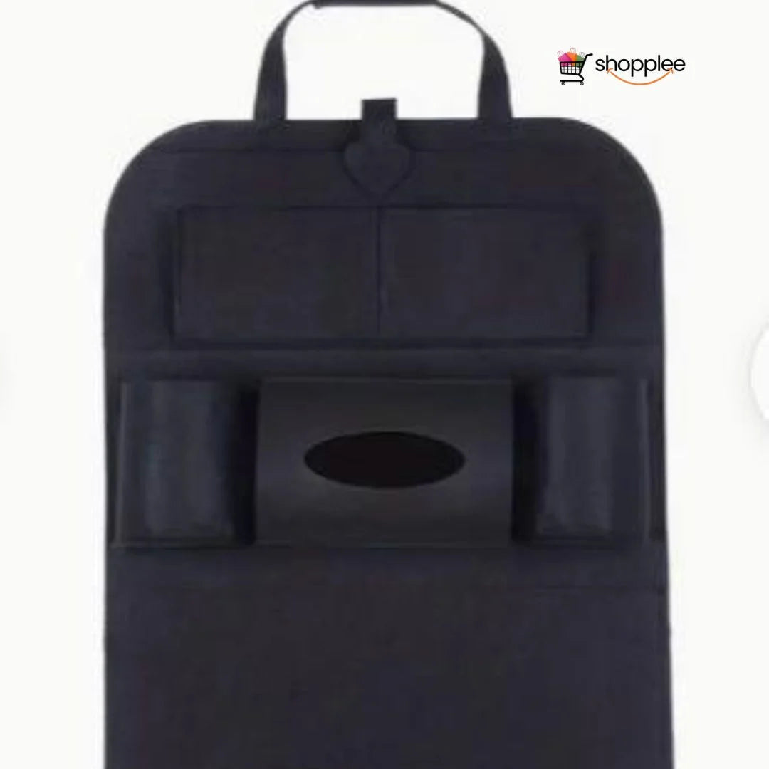 Vehicle seat storage organizer for bottles and essentials 
