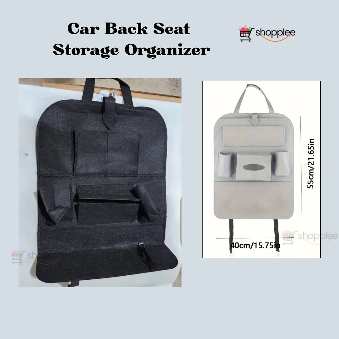 Car organizer for travel with cup holder and pockets 