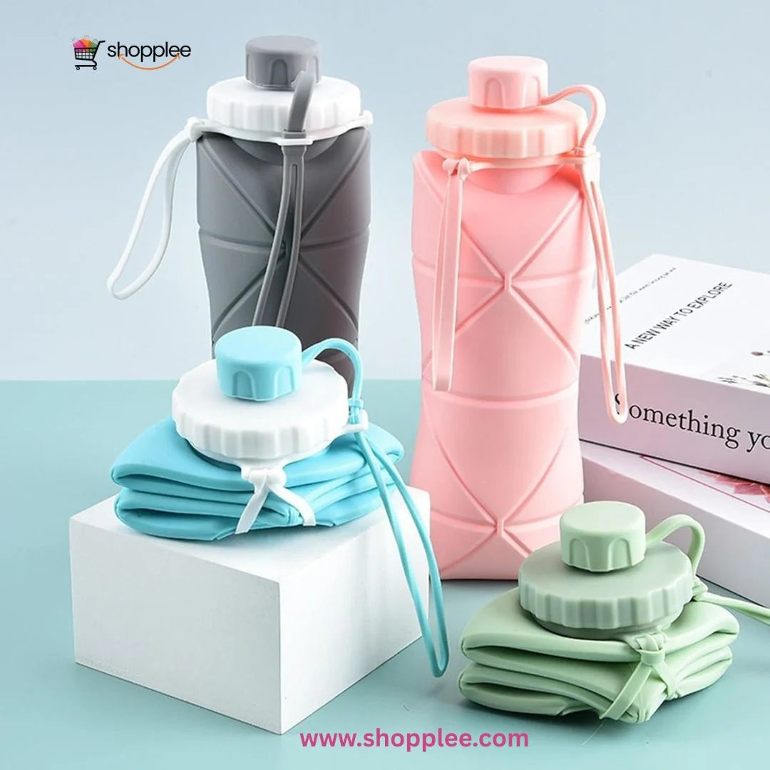Collapsible sports water bottle BPA free silicone design 