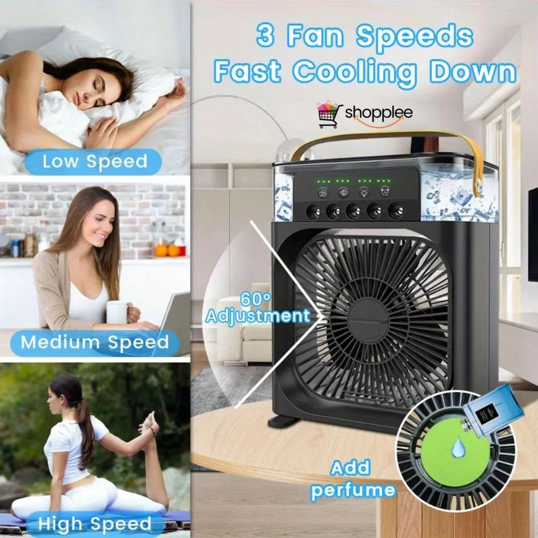 White mini AC mist fan for office desk setup India