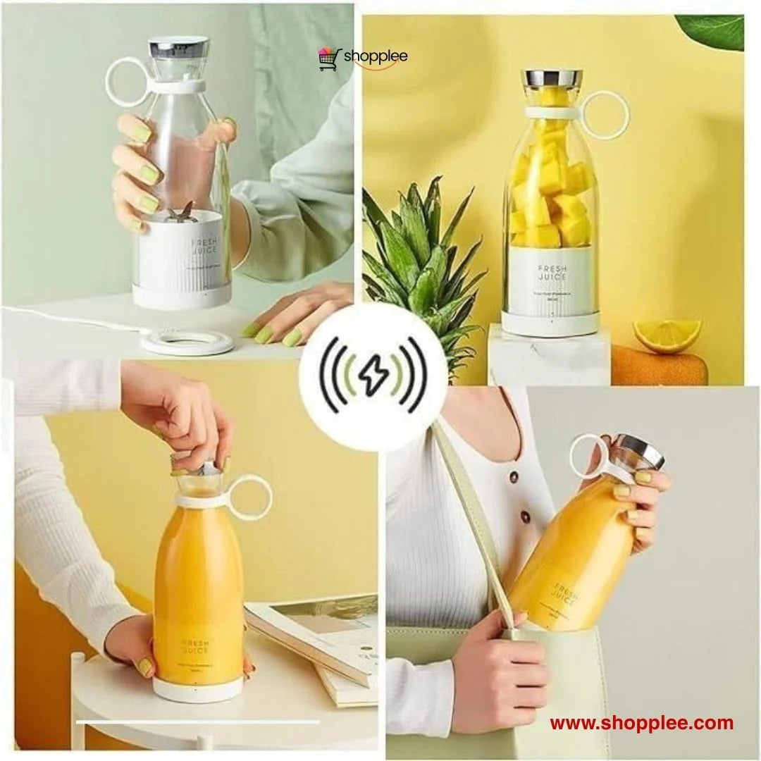 Travel portable mini juice blender with fresh fruits for smoothies and juices