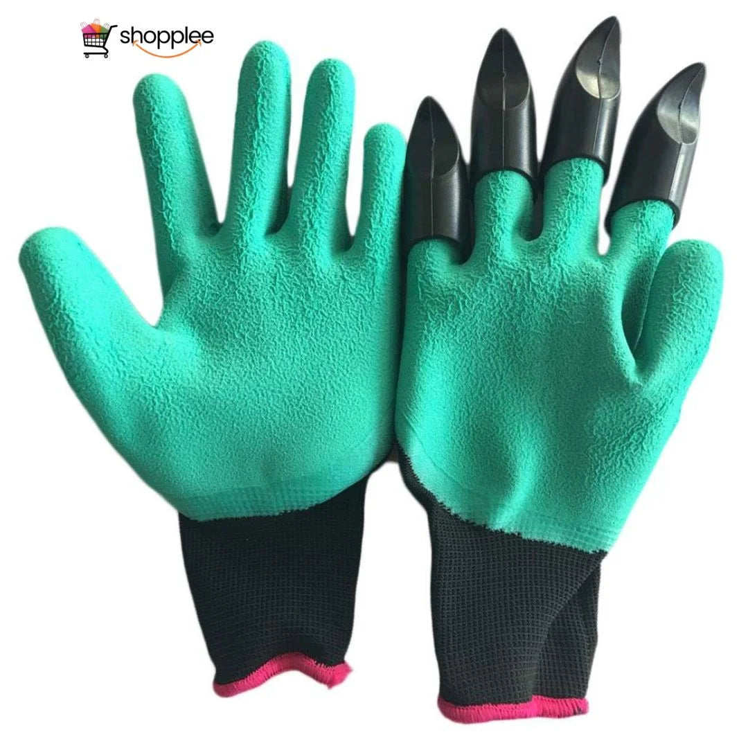 Garden gloves with built in claws for planting and weeding 
